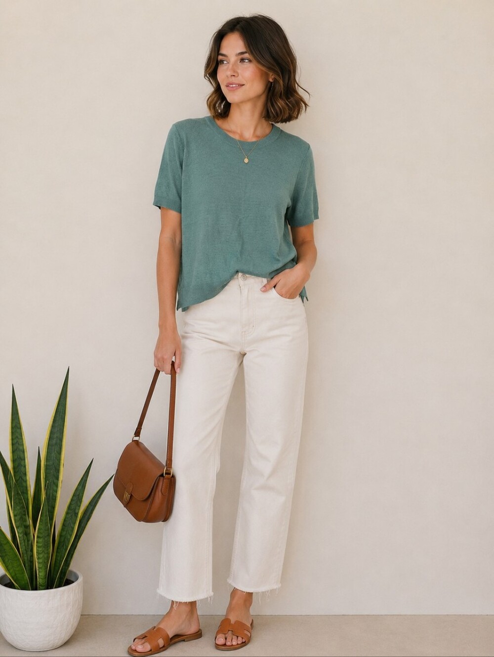 Kersh Teal Ribbed Knit Short Sleeve Top